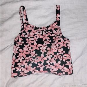 Black and pink crop top